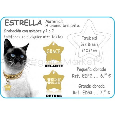 Chapa Estrella Gato/Perro